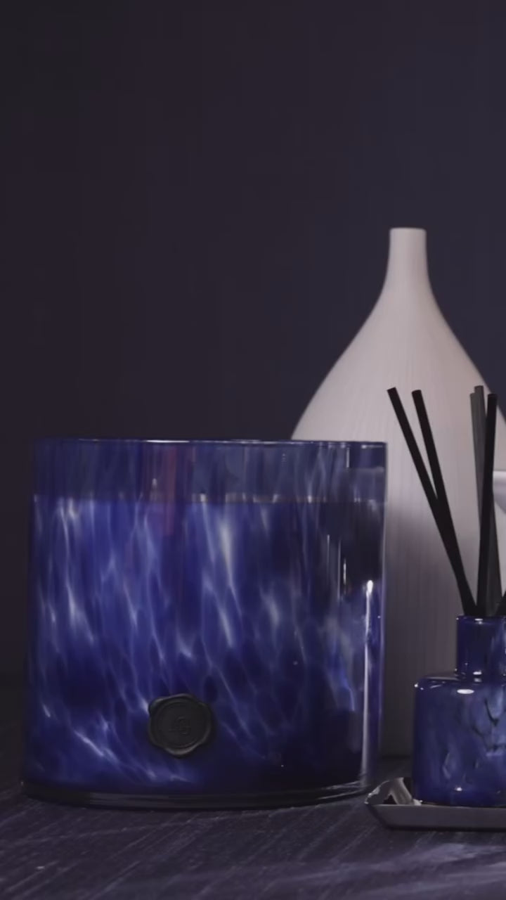 Opal Glass Five-Wick Candle Jar Dark Blue/Sea Salt & Coastal Mist (Set of 2)