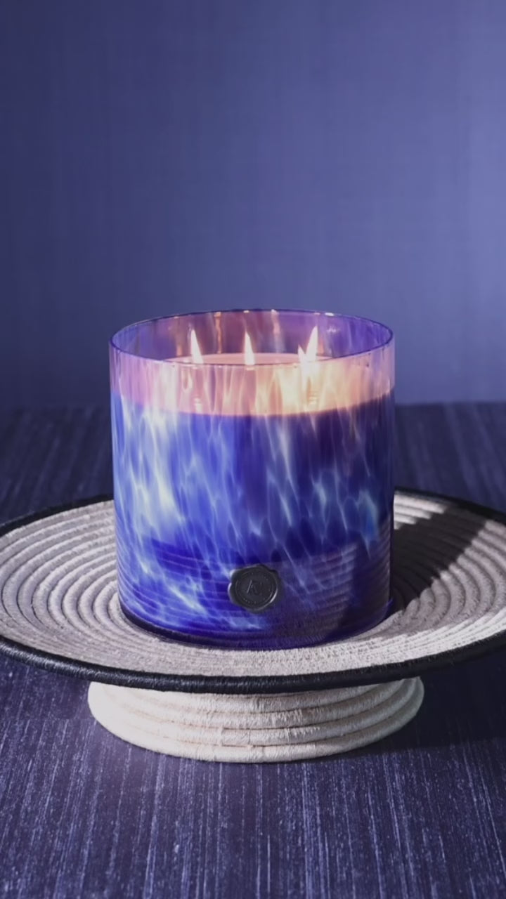 Opal Glass Five-Wick Candle Jar Dark Blue/Sea Salt & Coastal Mist (Set of 2)