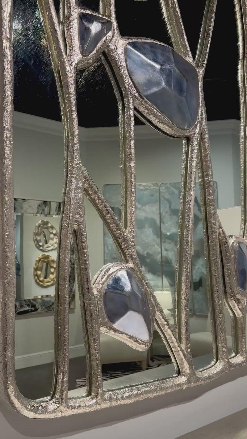 Hollywood Gemstone Branches Silver  Mirror - Luxury Living Collection