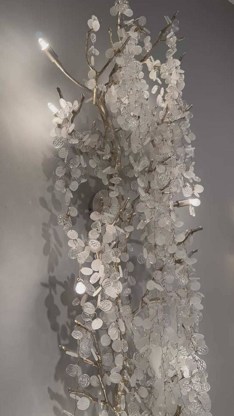 Willow Illuminated Clear Crystal Eight-Light Wall Sculpture - Luxury Living Collection