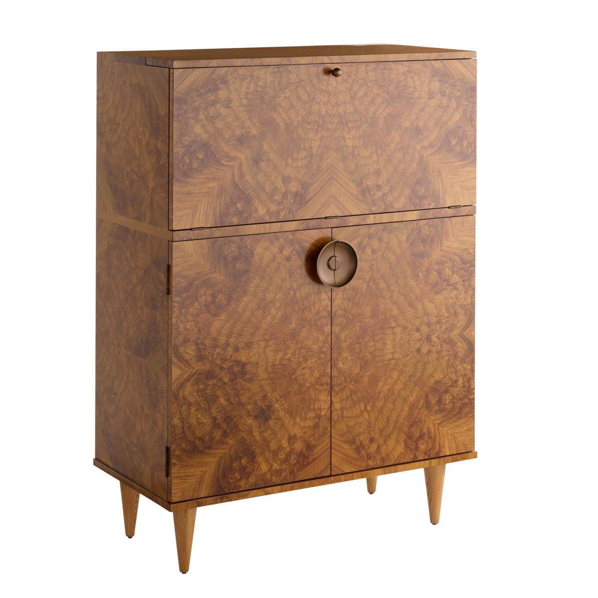 Annistyn 37" Brown Burl & Vintage Brass Cabinet