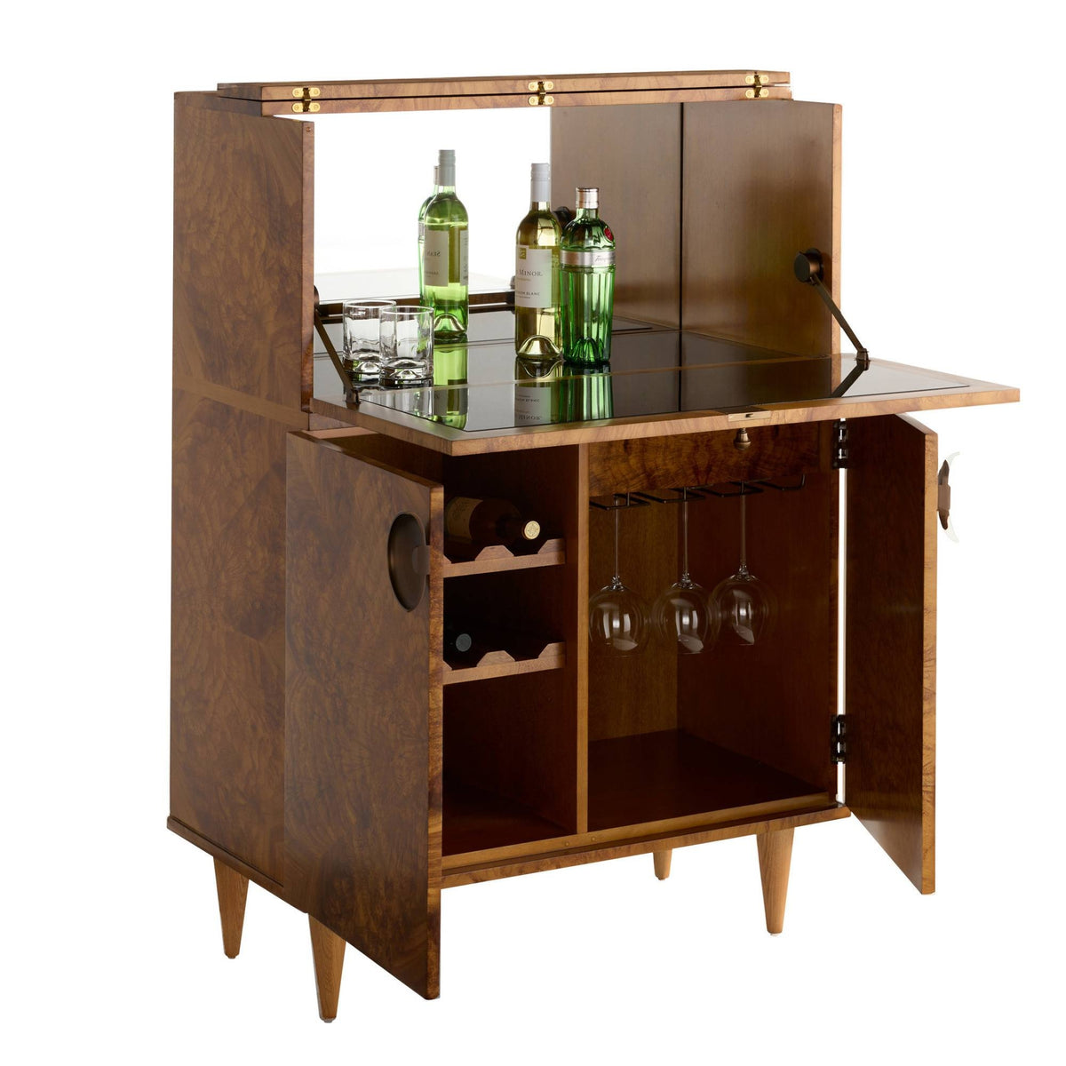Annistyn 37" Brown Burl & Vintage Brass Cabinet