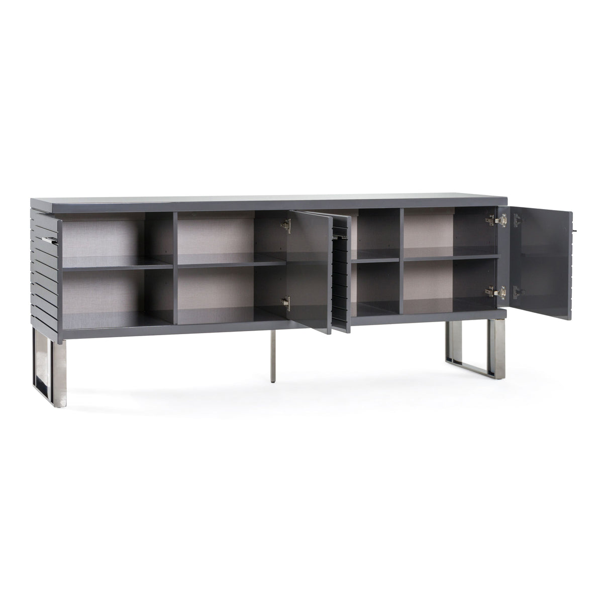 Surya 79" Grey High Gloss Slatted Buffet