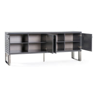 Surya 79" Grey High Gloss Slatted Buffet