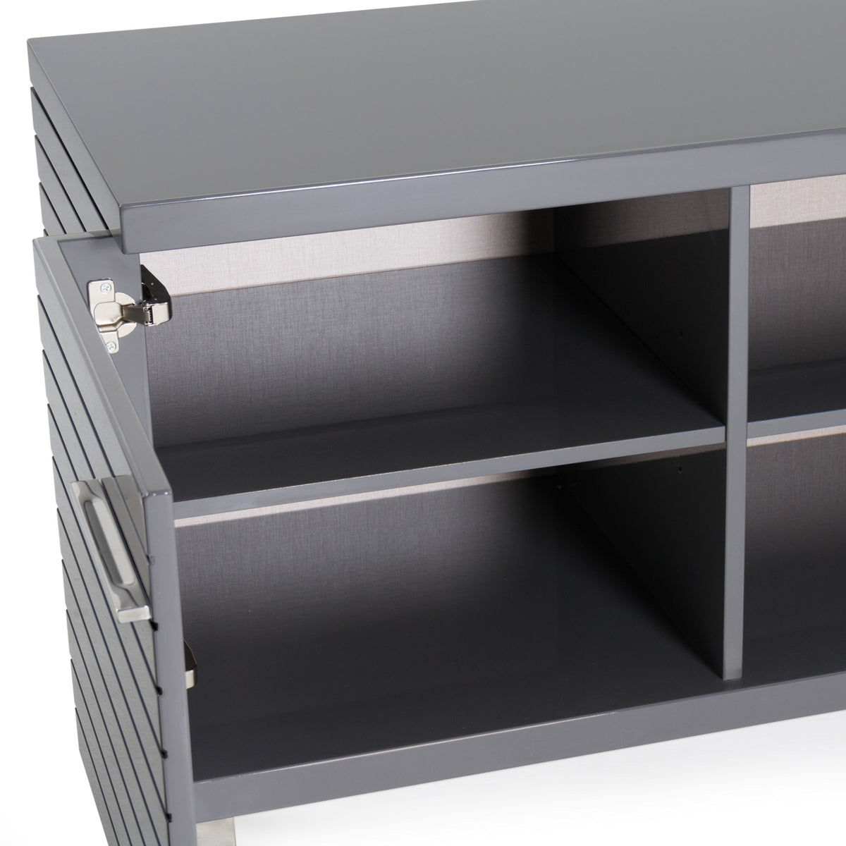 Surya 79" Grey High Gloss Slatted Buffet