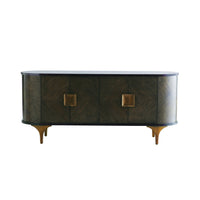 Arna 77.5" Brown & Vintage Brass Oval Sideboard/Credenza