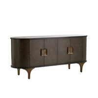 Arna 77.5" Brown & Vintage Brass Oval Sideboard/Credenza