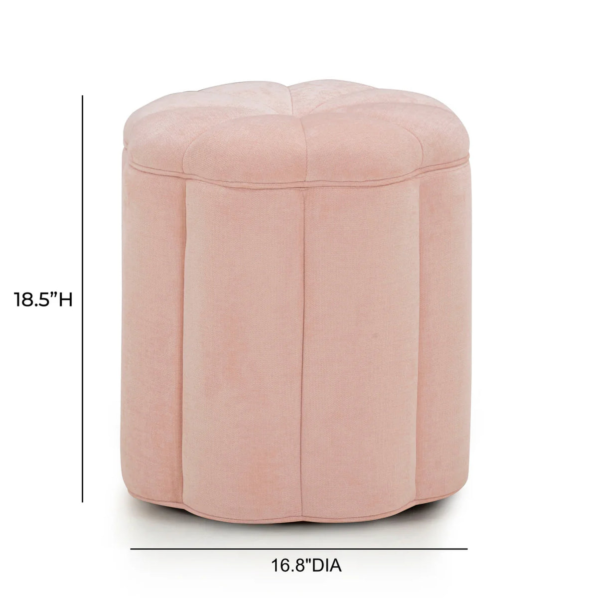 Petals Textured Pink Performance Velvet Storage Ottoman
