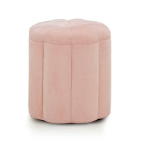 Petals Textured Pink Performance Velvet Storage Ottoman