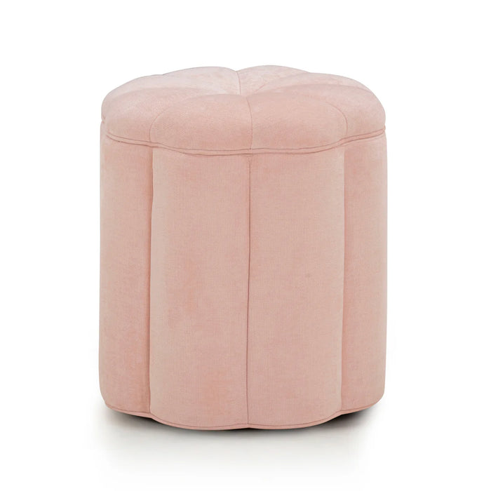 Petals Textured Pink Performance Velvet Storage Ottoman
