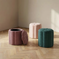 Petals Textured Mauve Performance Velvet Storage Ottoman