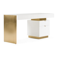 Toretto 63" White & Gold Desk