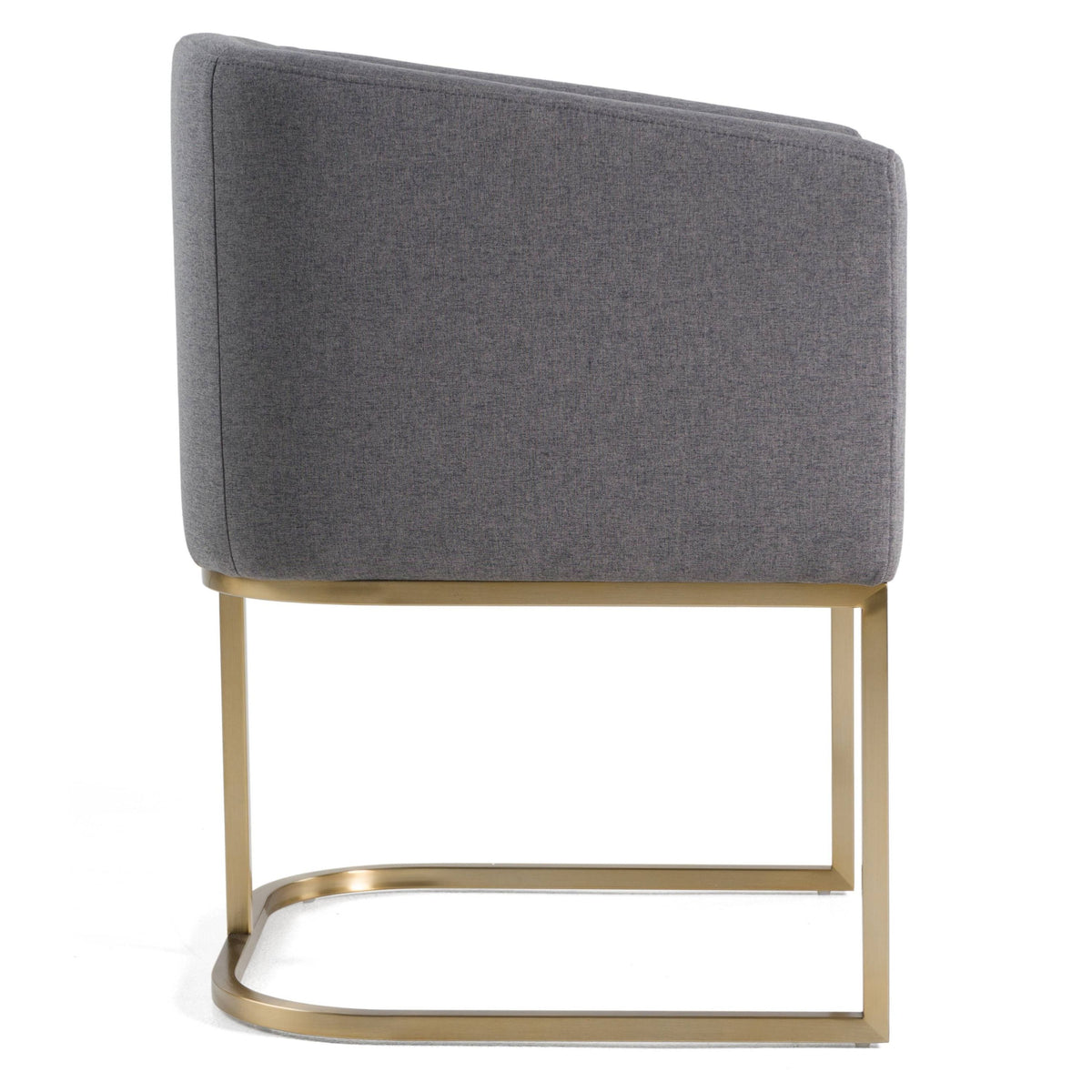 Ren Modern Dark Grey Fabric & Antique Brass Dining Chair
