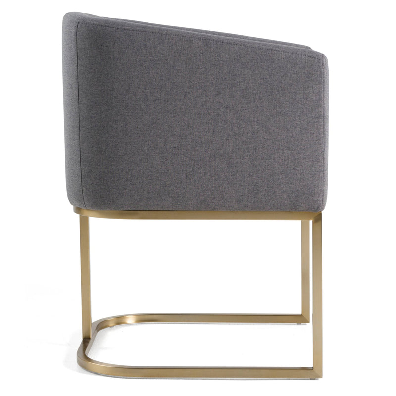 Ren Modern Dark Grey Fabric & Antique Brass Dining Chair