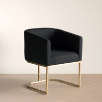 Ren Modern Black Fabric & Antique Brass Dining Chair