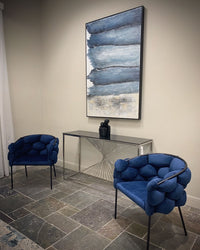 Camber Modern Blue Fabric with Black Powder Coated Metal Legs Dining Chair