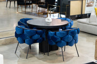 Camber Modern Blue Fabric with Black Powder Coated Metal Legs Dining Chair