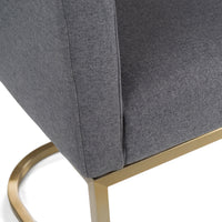 Ren Modern Dark Grey Fabric & Antique Brass Dining Chair