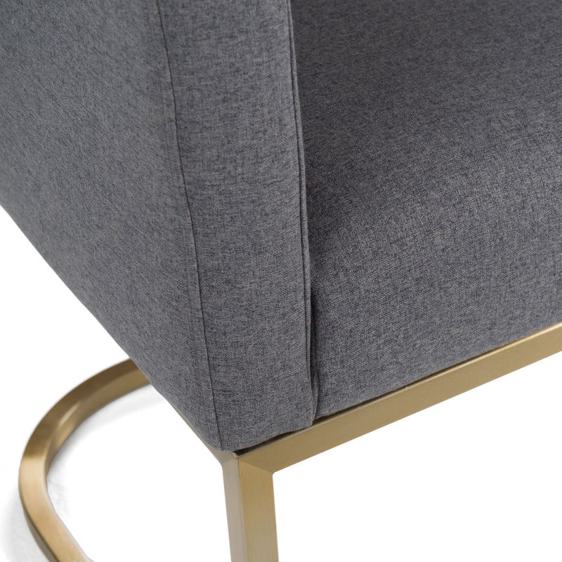 Ren Modern Dark Grey Fabric & Antique Brass Dining Chair