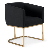 Ren Modern Black Fabric & Antique Brass Dining Chair