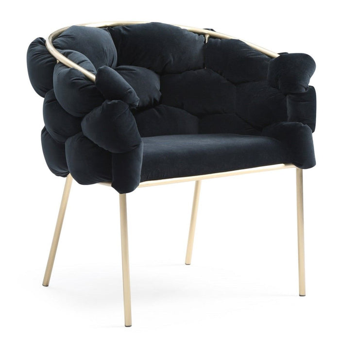 Camber Modern Black Velvet & Gold Dining Chair