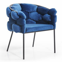 Camber Modern Blue Fabric with Black Powder Coated Metal Legs Dining Chair