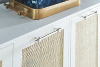 Radley 70" White Lacquer & Natural Cane With Silver Cabinet