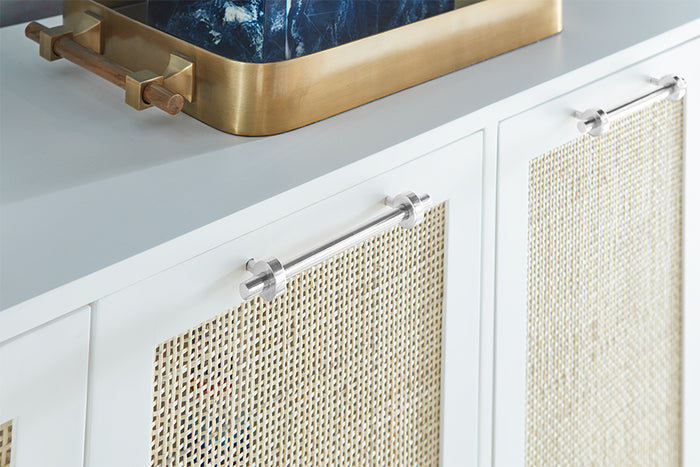 Radley 70" White Lacquer & Natural Cane With Silver Cabinet