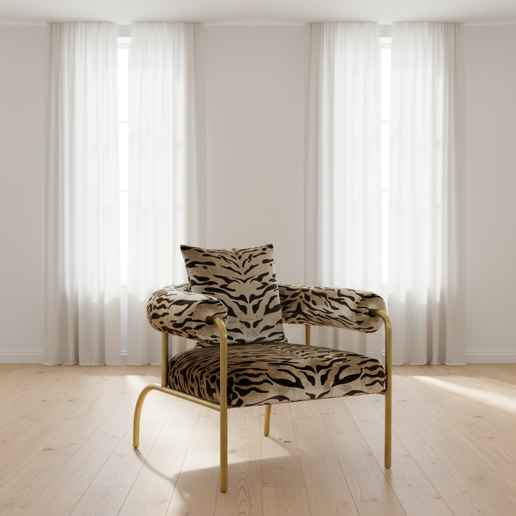 Tauria Gold Zebra Print Accent Chair