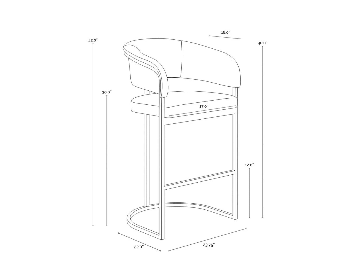 Marris Cognac Faux Leather & Gunmetal Barstool