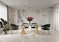 Adelpha Black Velvet with Polished Gold Dining Chair