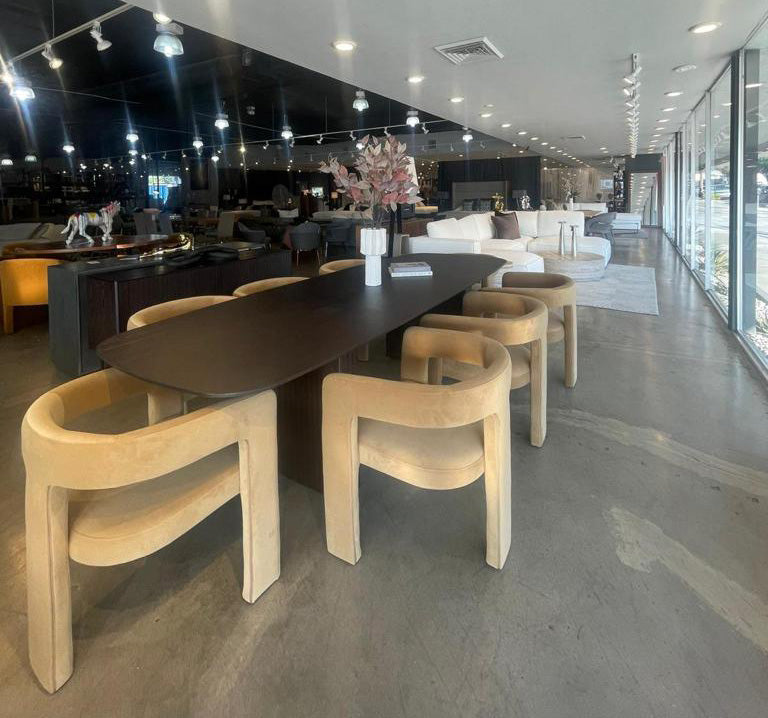 Ferah Modern Beige Fabric Dining Chair