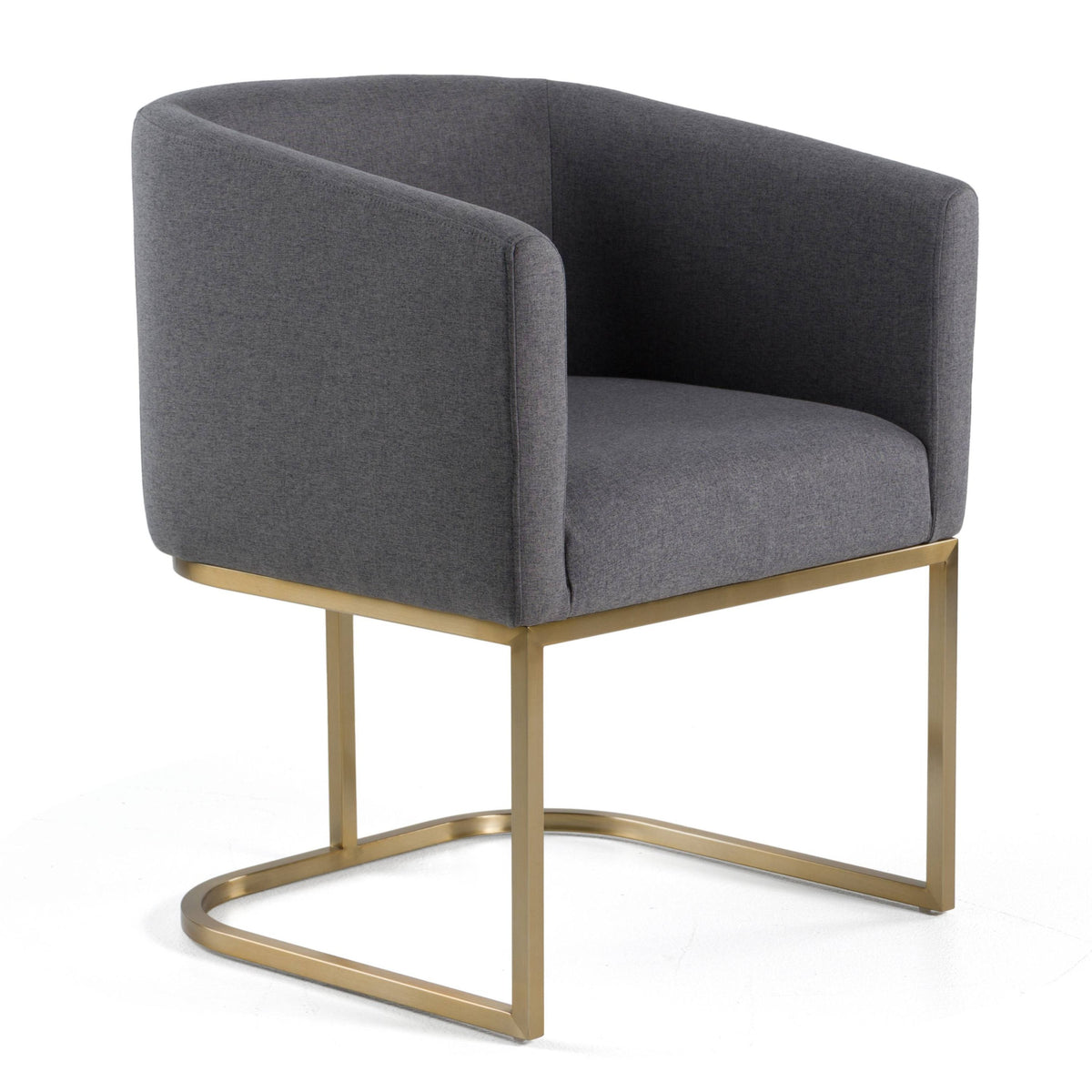Ren Modern Dark Grey Fabric & Antique Brass Dining Chair