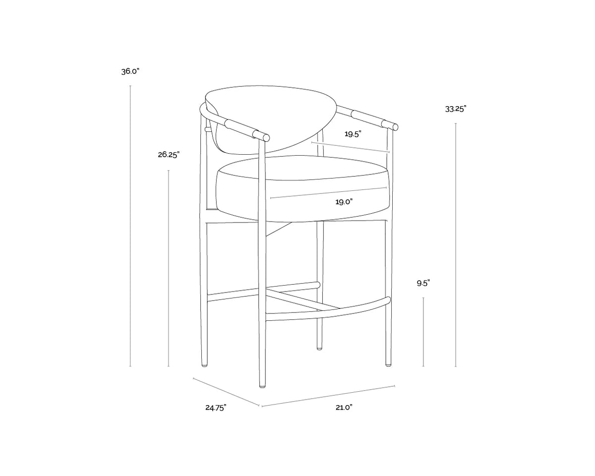 Heloise Faux Leather Cognac & Gold Counter Stool (Set of 4)