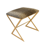 Emani Luxe Cheetah Velvet & Gold Ottoman
