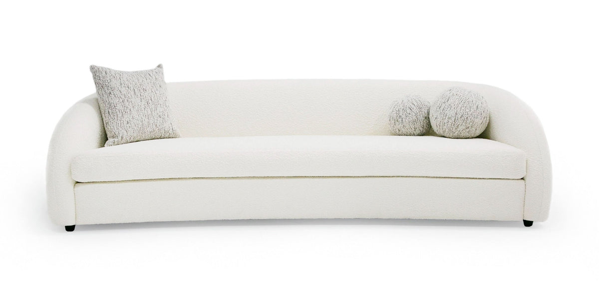 Kiano 103" Modern 4-Seater Curved White & Taupe Fabric Sofa