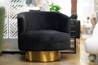 Bergen Modern Black Fabric with Brushed Gold Accent Chair