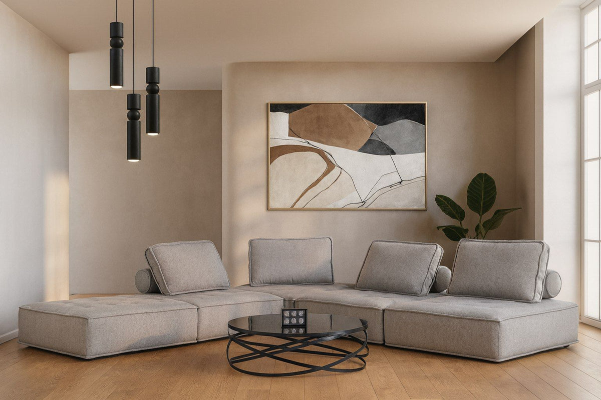 Lorenza Modern Modular Grey Fabric Armless Seat