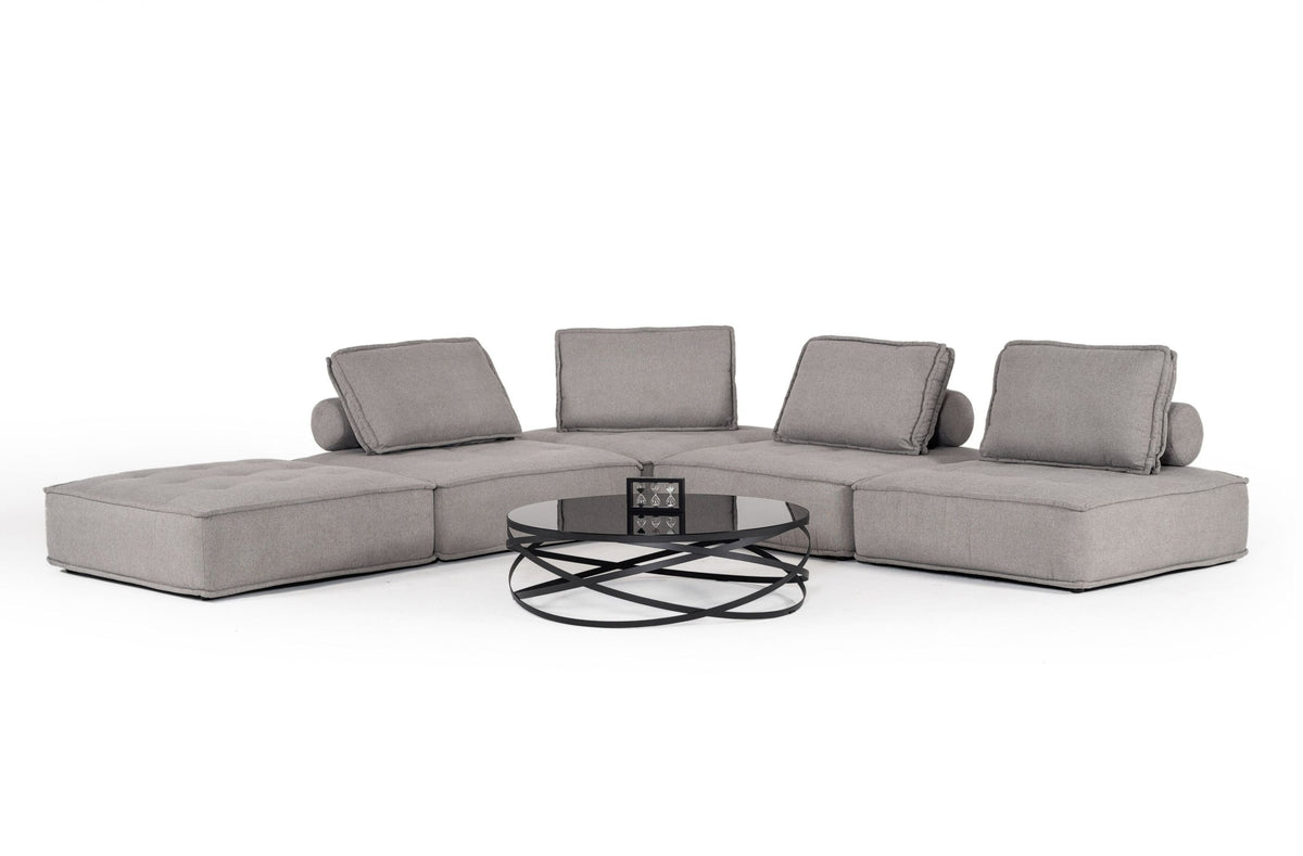 Lorenza Modern Modular Grey Fabric Armless Seat