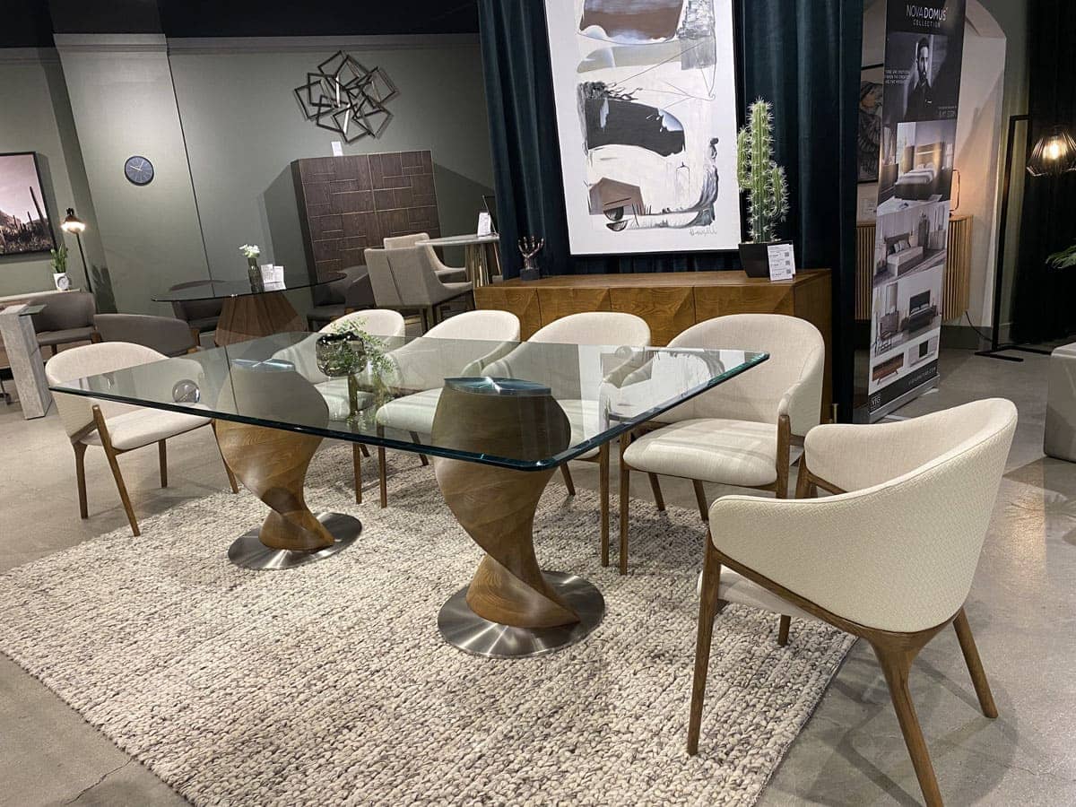 Claude Cream Fabric and Walnut Arm Dining Chair