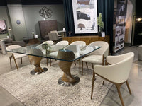 Claude Cream Fabric and Walnut Arm Dining Chair