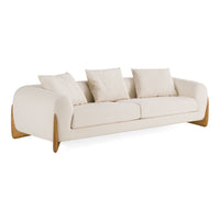 Palacio 100" Cream Fabric and Walnut Sofa