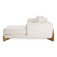 Palacio 138" Cream Fabric and Walnut RAF Sectional Sofa