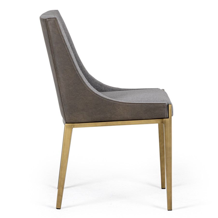 Aarya Grey & Brass Dining Chair