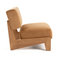 Kenna Mid-Century Modern Camel Velvet & Chestnut Accent Chair