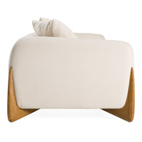 Palacio 100" Cream Fabric and Walnut Sofa