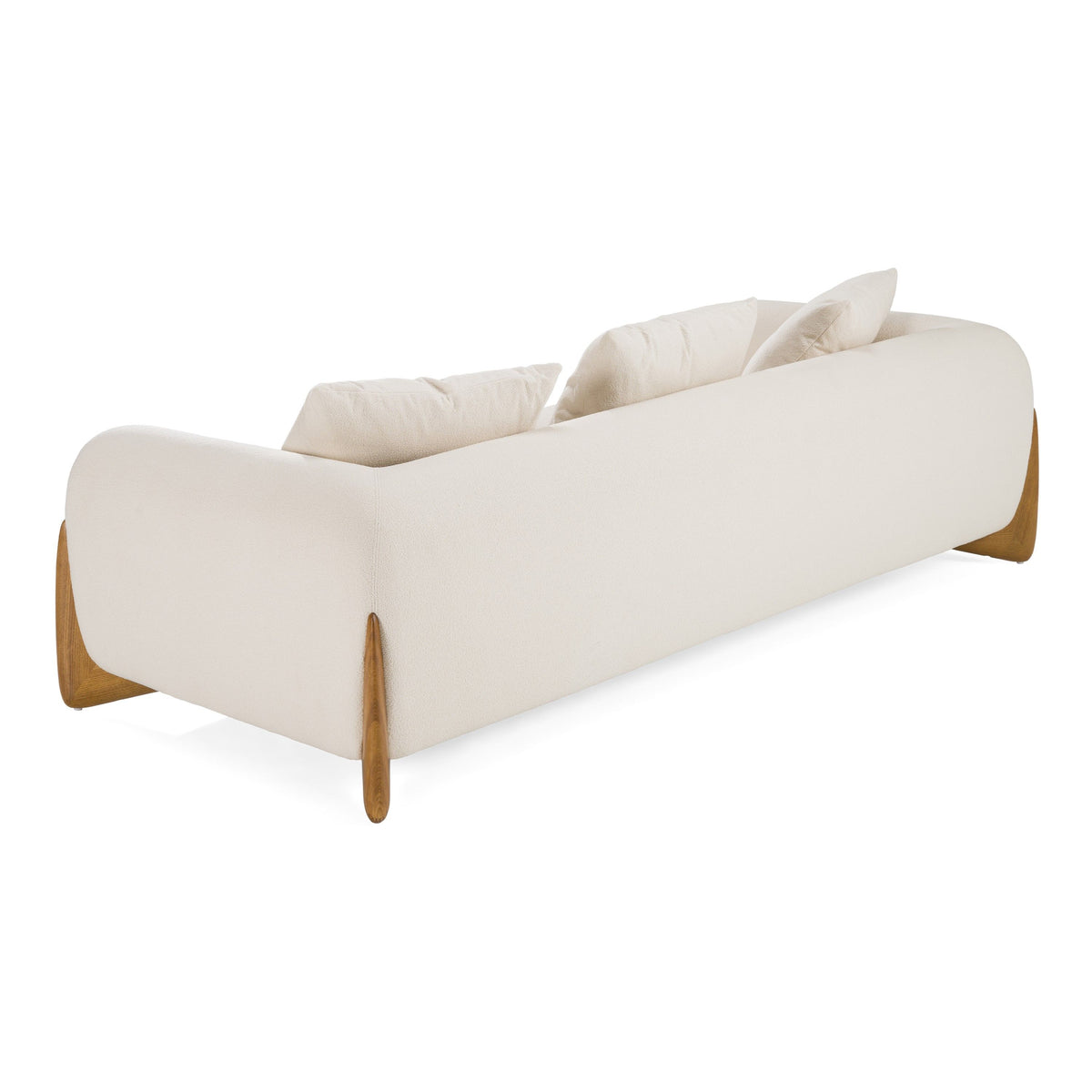Palacio 100" Cream Fabric and Walnut Sofa