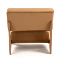 Kenna Mid-Century Modern Camel Velvet & Chestnut Accent Chair