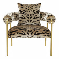 Tauria Gold Zebra Print Accent Chair