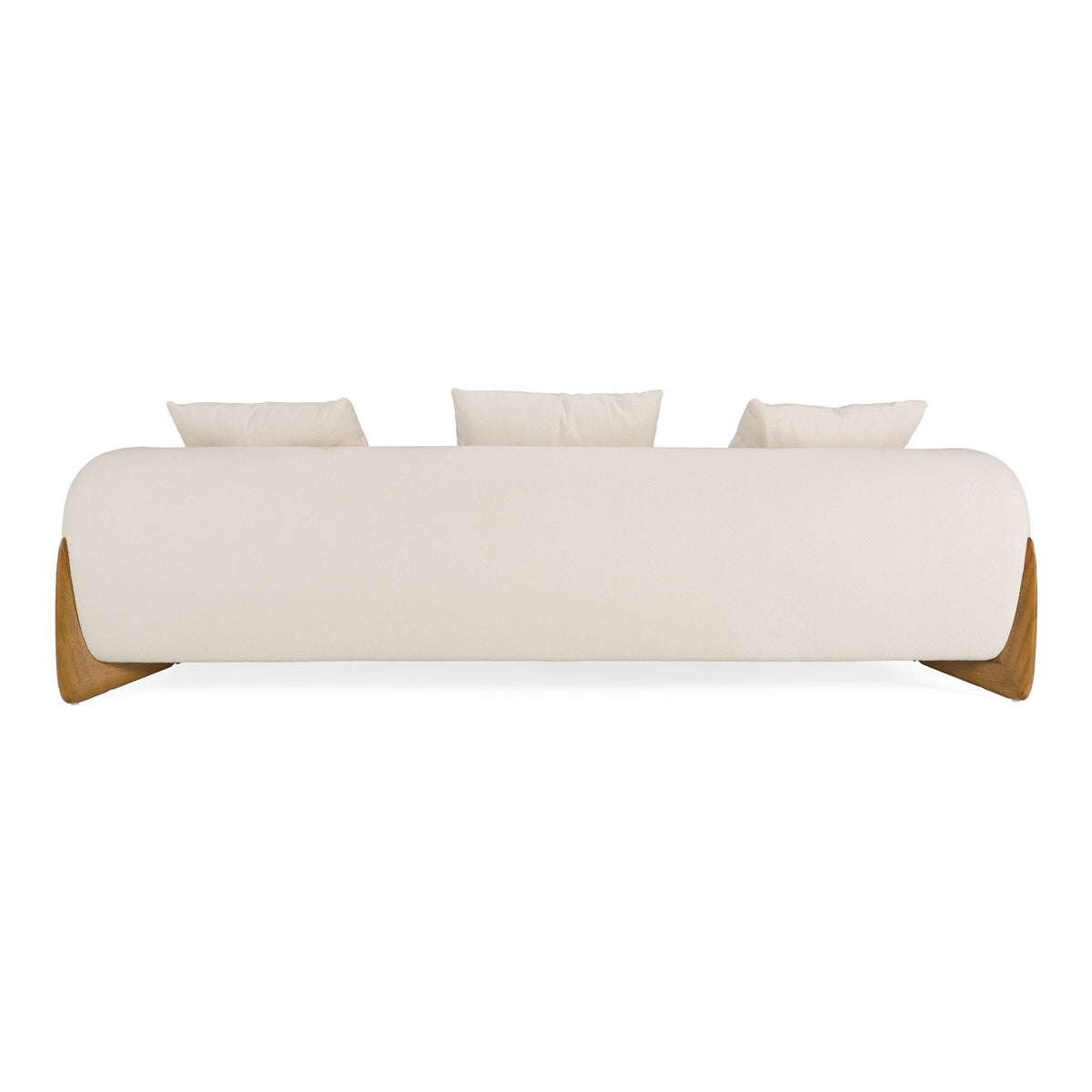Palacio 100" Cream Fabric and Walnut Sofa